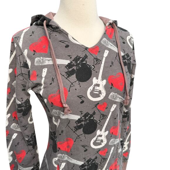 Vintage Y2K Charlotte Russe faded band music hearts sweatshirt hoodie Small - Picture 5 of 11